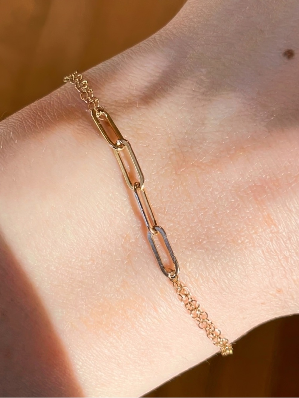 Gold Filled Dainty Paperclip Chain Bracelet
